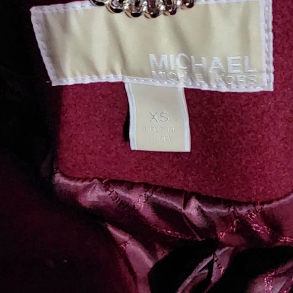 Michael Kors Women’s Asymmetric Wool Blend Wrap Coat Dark Brandy - Size XS - Picture 2 of 3